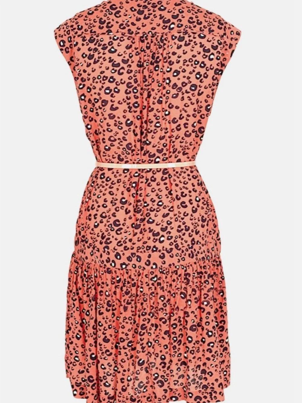 French Connection Coral Leopard Print Shirt Dress — Size 12